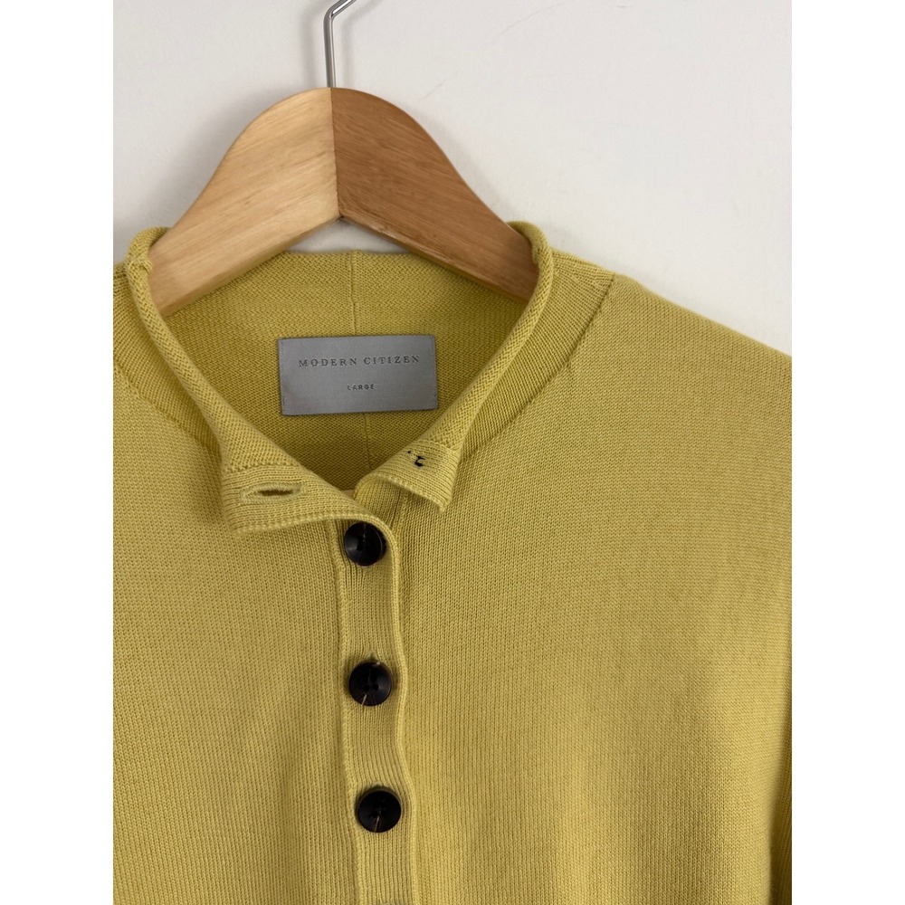 Modern Citizen Cardigan Women Large Yellow Short Sleeve Merino Wool - Picture 6 of 8